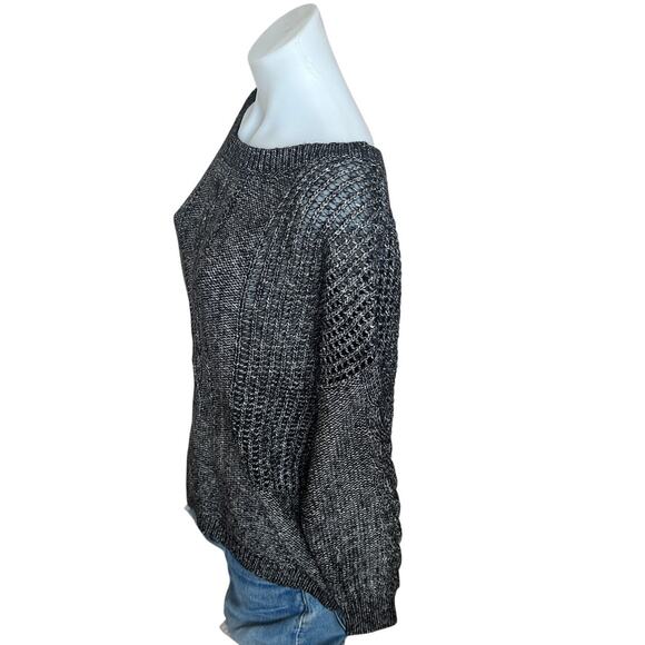 LOLE Heather Gray Cable Knit Sweater XL Cotton Oversized Boxy Chunky $120 NEW - Picture 3 of 8